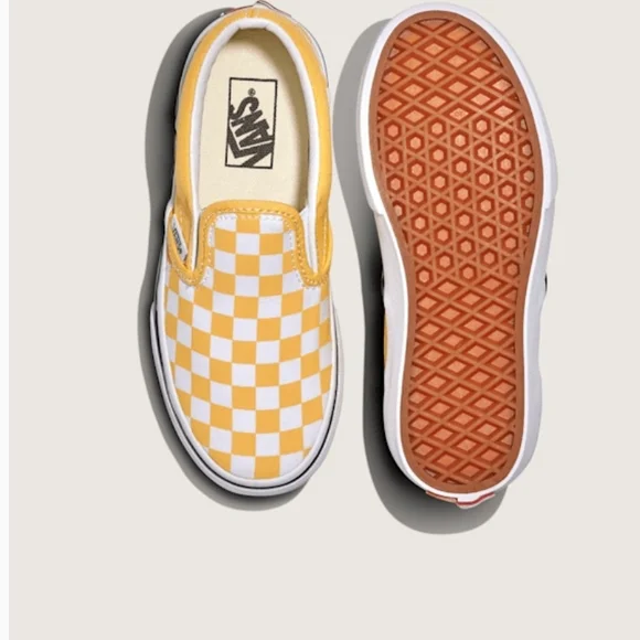 Vans Yellow Checkerboard Slip-On Sneakers - Picture 3 of 5